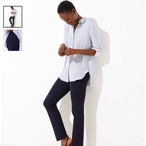 LOFT slim crop pull on pants in navy- NWT